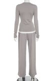 Long-Sleeve Flared Pants Set