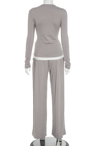 Long-Sleeve Flared Pants Set