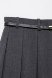Pleated Mini Skirt with Belt Accent