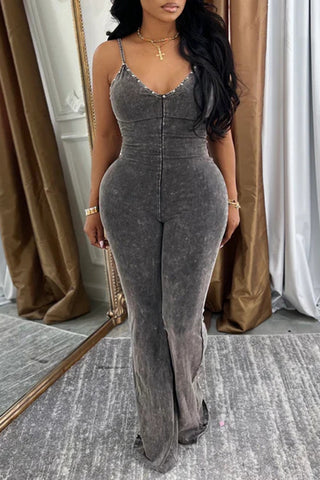 V-Neck Fit and Flare Jumpsuit