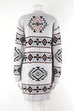 Geometric Pattern Open-Front Cardigan