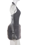 Halter Neck Faux Fur Trim Dress
