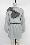 Cozy Sweatshirt Dress with Bow Accent