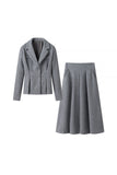 Classic Pleated Skirt Set with Blazer
