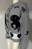 Trendy Graphic Button Cardigan
