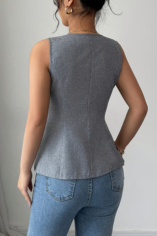 Floral Buttoned Sleeveless Vest