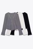 Button-Front Layered-Hem T-Shirt