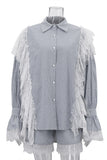 Lace-Trim Button-Front Short Set
