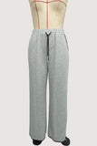 Wide-Leg Drawstring Casual Pants