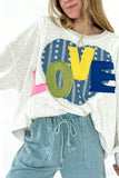 Oversized Appliqué Sweatshirt with Love Motif