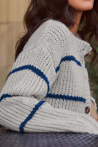 Striped Button-Up Cardigan