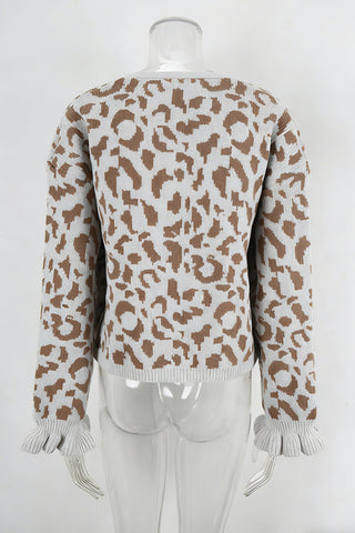 Tie-Front Leopard Print Cardigan