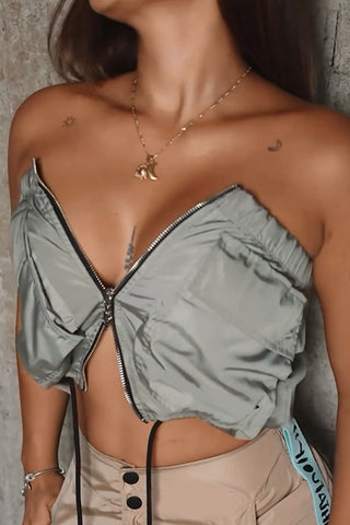 Zip Front Drawstring Tank Top