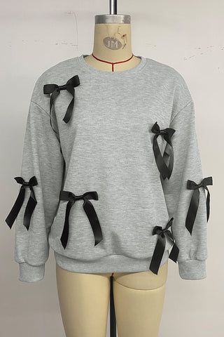 Ribbon-Accented Cozy Sweatshirt
