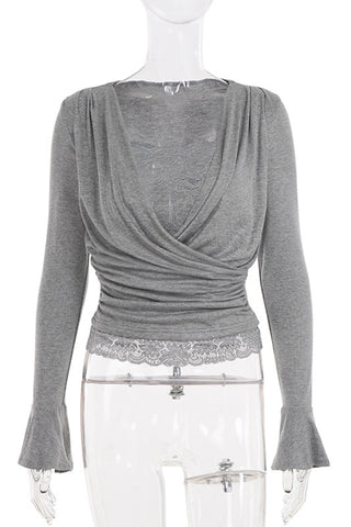 Lace Trim Crossover T-Shirt