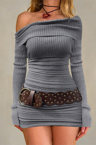 Button-Up Knit Flare Dress