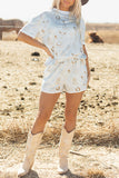 Graphic Tee and Drawstring Shorts Set