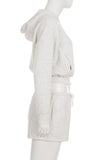 Casual Zip-Up Short Set with Hood