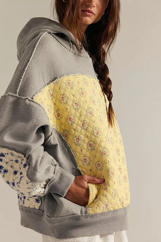 Patchwork Quilted Hoodie Sweatshirt