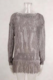 Off-Shoulder Mesh Fringe Cover-Up