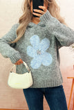 Floral Knit Sweater with Hood