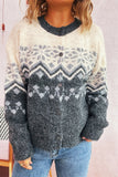 Button-Up Nordic Pattern Cardigan