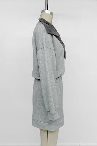 Cozy Sweatshirt Dress with Bow Accent