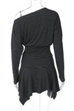 Striped Skirt Set with Asymmetrical Hem