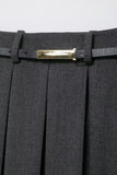 Pleated Mini Skirt with Belt Accent