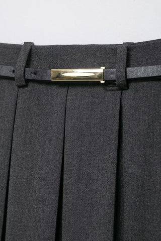 Pleated Mini Skirt with Belt Accent