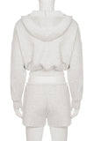 Casual Zip-Up Short Set with Hood