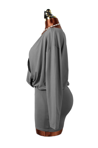 Draped Deep V-Neck Mini Dress