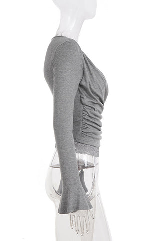 Lace Trim Crossover T-Shirt