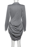 Draped Long Sleeve Blazer Dress