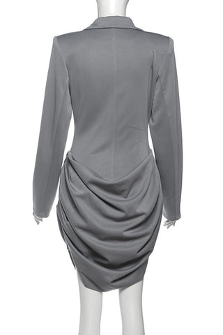Draped Long Sleeve Blazer Dress