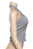 Halter Button-Front Tank Top