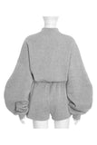 Zip-Front Oversized Sleeve Short Set