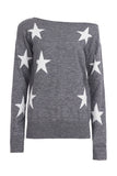Star-Patterned Off-Shoulder Sweater