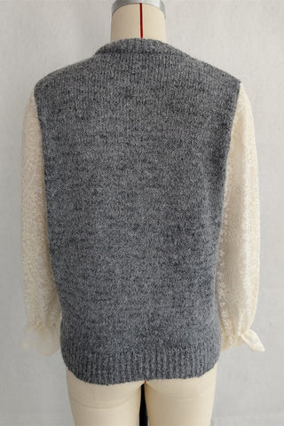 Lace-Sleeve Embellished Cardigan