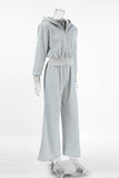 Zip-Up Sweatsuit Set with Wide-Leg Pants