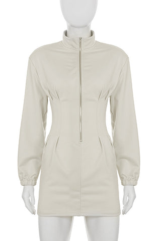 Zip-Front Casual Dress