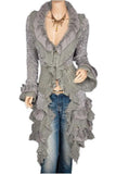Ruffled Hem Cardigan with Flared Cuffs