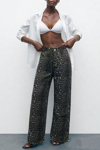 Relaxed Fit Printed Straight Jeans