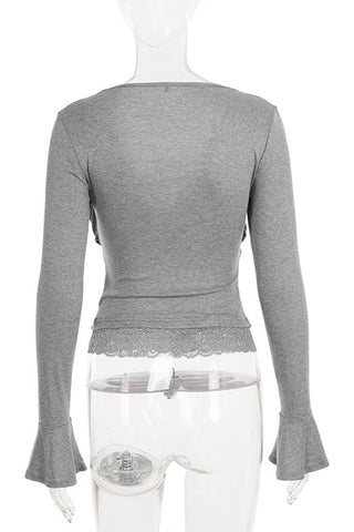 Lace Trim Crossover T-Shirt