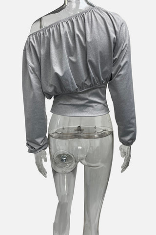 Off-Shoulder Long-Sleeve T-Shirt