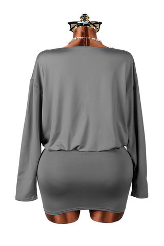 Draped Deep V-Neck Mini Dress