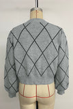 Bow-Accented Diamond Pattern Sweater