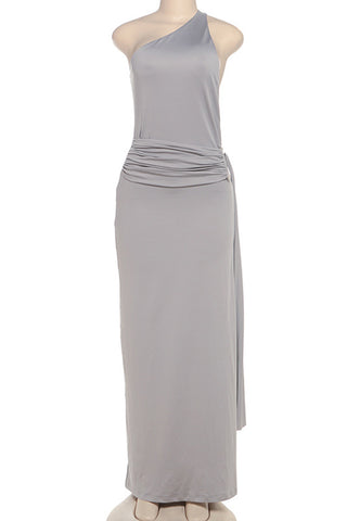 Draped One-Shoulder Casual Dress