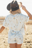 Graphic Tee and Drawstring Shorts Set