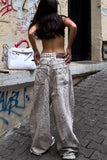 Artistic Ombre Wide-Leg Jeans